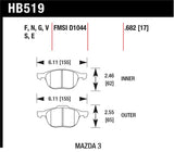 Hawk HPS 08-09 Mazda 3 / Ford/ Volvo HPS Street Front Brake Pads