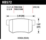 Hawk 2001-2003 Acura CL Type-S HPS 5.0 Rear Brake Pads