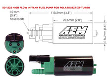 Load image into Gallery viewer, 50-1225-aem-rzr-turbo-fuel-pump-dims-web_1 1.jpg